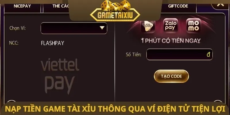 Nạp tiền game tài xỉu thông qua ví điện tử tiện lợi